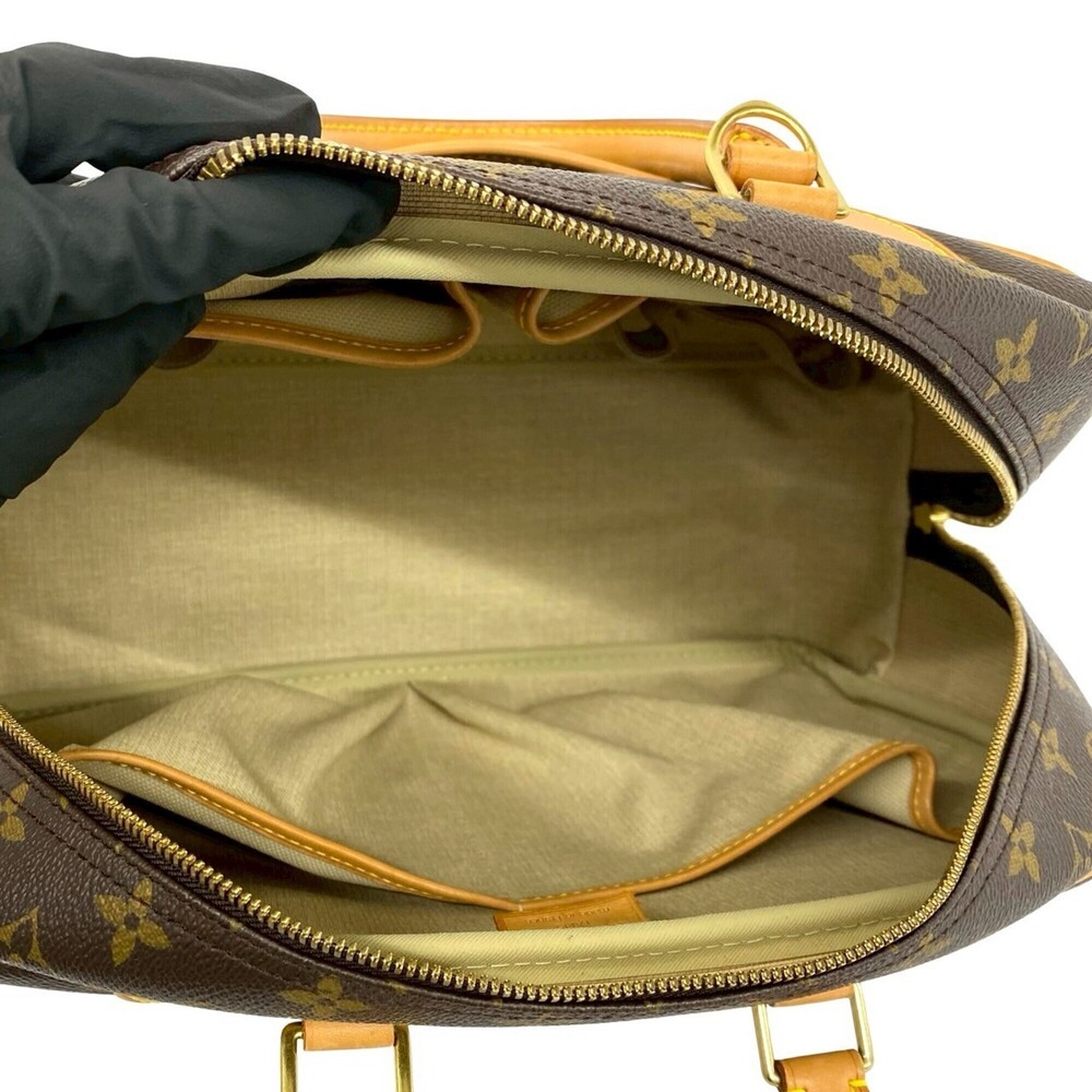 LOUIS VUITTON Authentic Vintage Brown Monogram Leather Deauville Boston Bag - Picture 9 of 10
